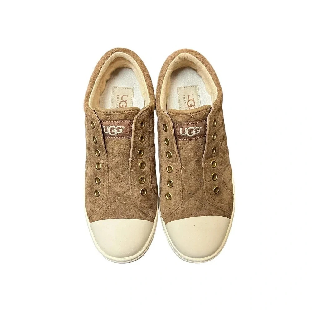 UGG Jemma Quilted Brown Suede Sneaker #1010650 Size 5.5 - Picture 1 of 8